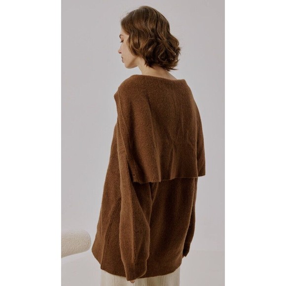 Nap Loungewear Sweater Medium Oversized Wool Raccoon Yarn Turtleneck Buttons NEW - Picture 3 of 12